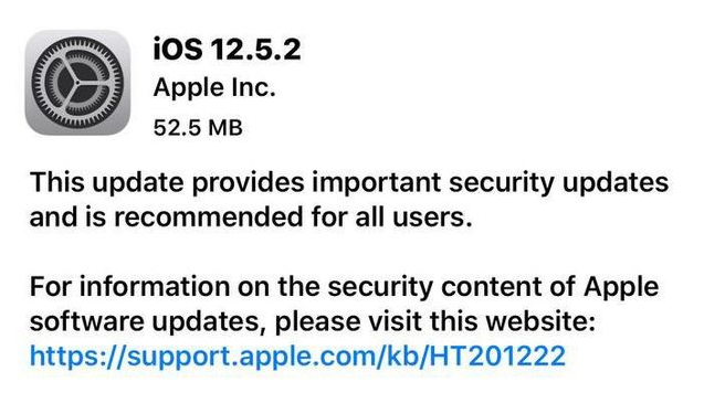 沙坪坝苹果手机维修分享iOS12.5.2发布，建议所有老苹果用户安装 